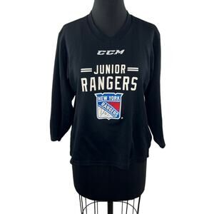New York Rangers SIGNED Tom Laidlaw Youth Jersey #9 Black Long Sleeve Size L/XL